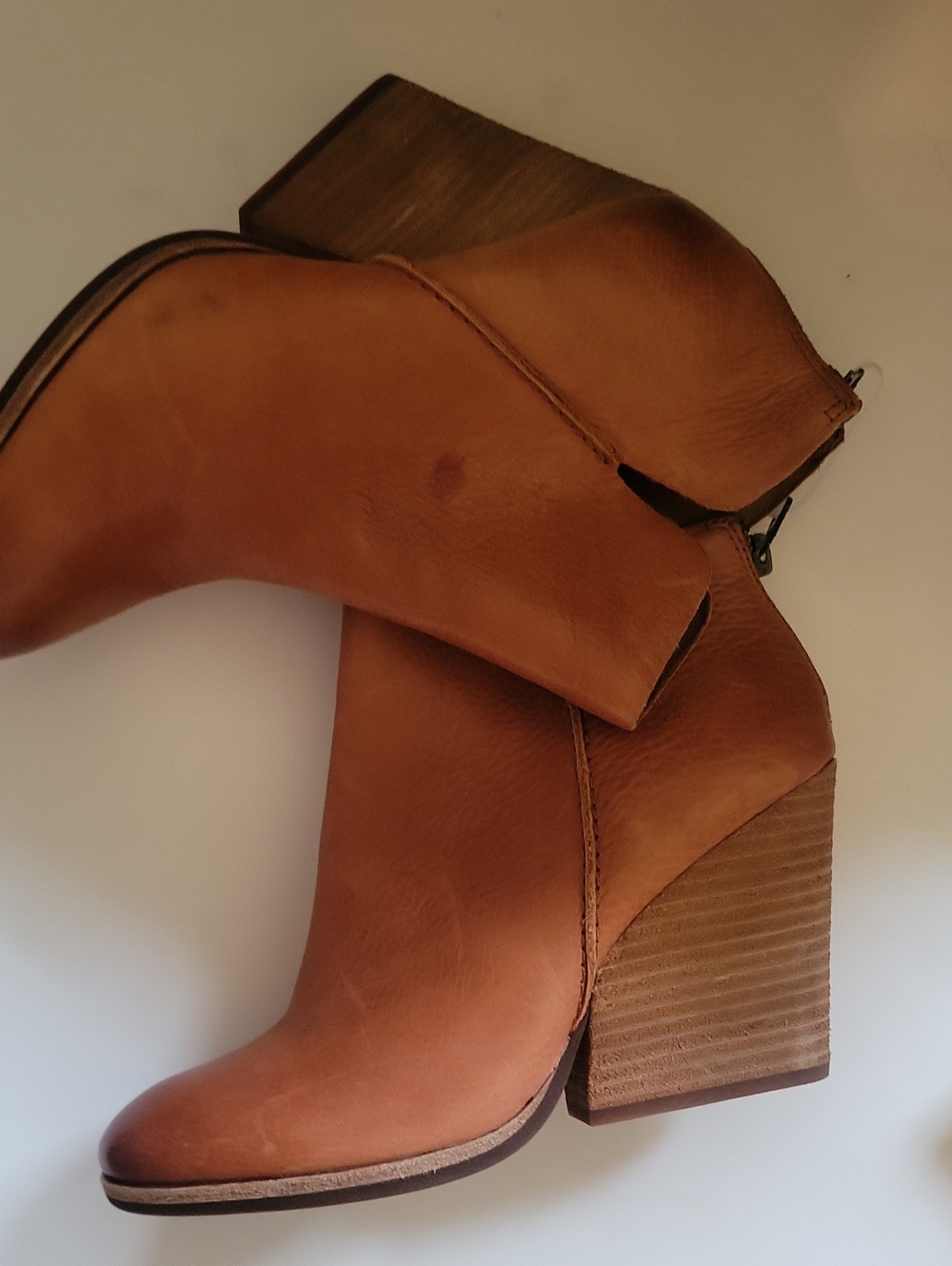 Kork-Ease Tan Leather Block Heel Ankle Boots